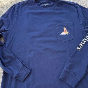 Vineyard Vines Blue Happy Holidays Graphic Long Sleeve Tee